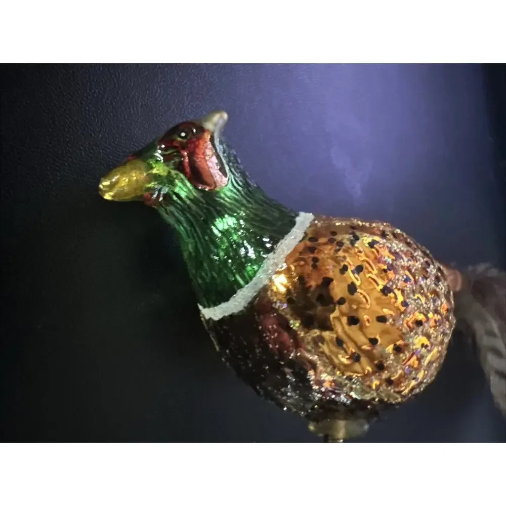 Old World Christmas Pheasant Cardinal Lot Ornament With Clip Vintage W Box
